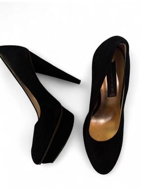Steven By Steve Madden Black Suede Platform High Heel Pumps Size 9 NWT